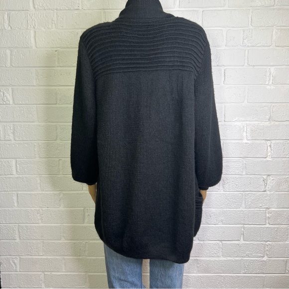 BABY ALPACA BLACK - WOMENS XL-2XL LONG SLEEVE OPEN FRONT POCKETS CARDIGAN - Picture 5 of 13